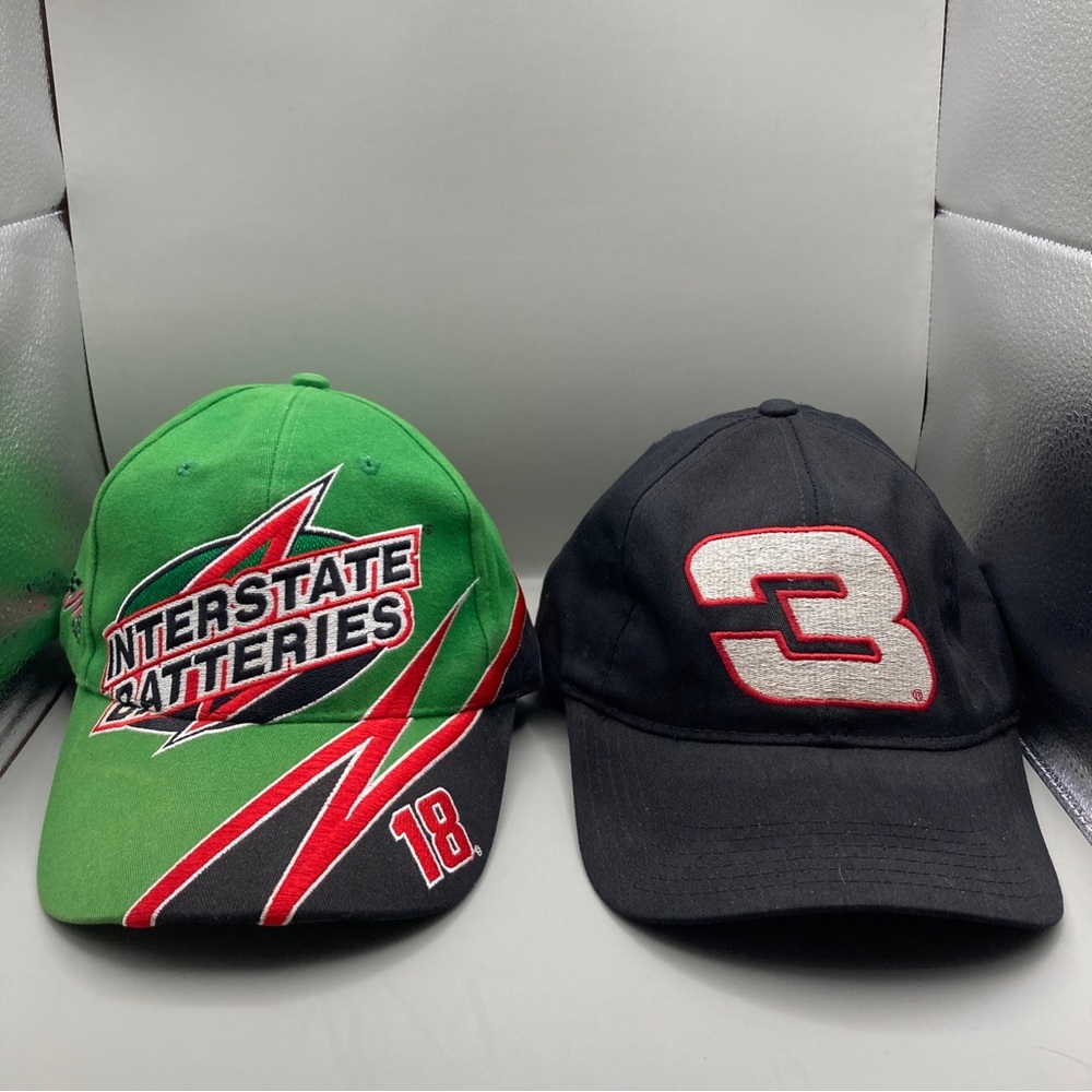 LOT OF 2 Vintage Joe Gibbs Racing Interstate Batteries/Earnhardt #3 Hat NASCAR